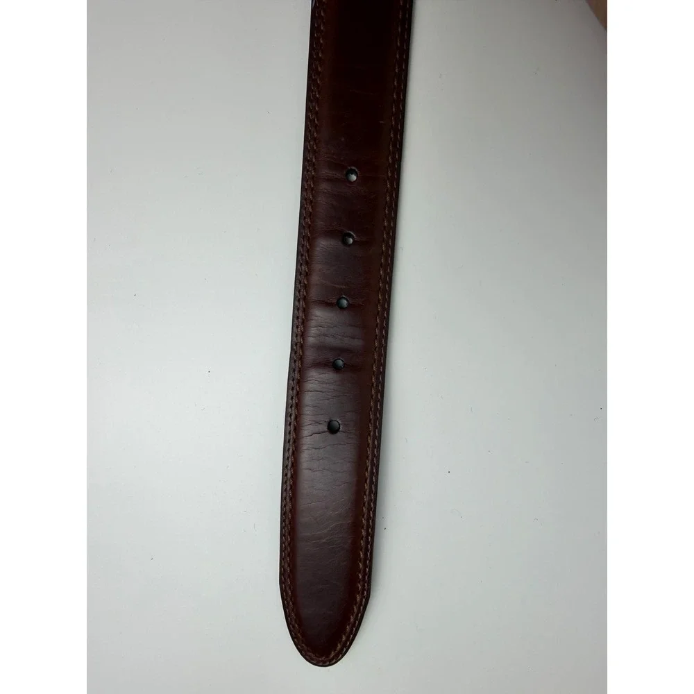 Mens Top Grain Leather Belt 36 / 90 Brown Solid Brass Buckle Casual Dress Preppy